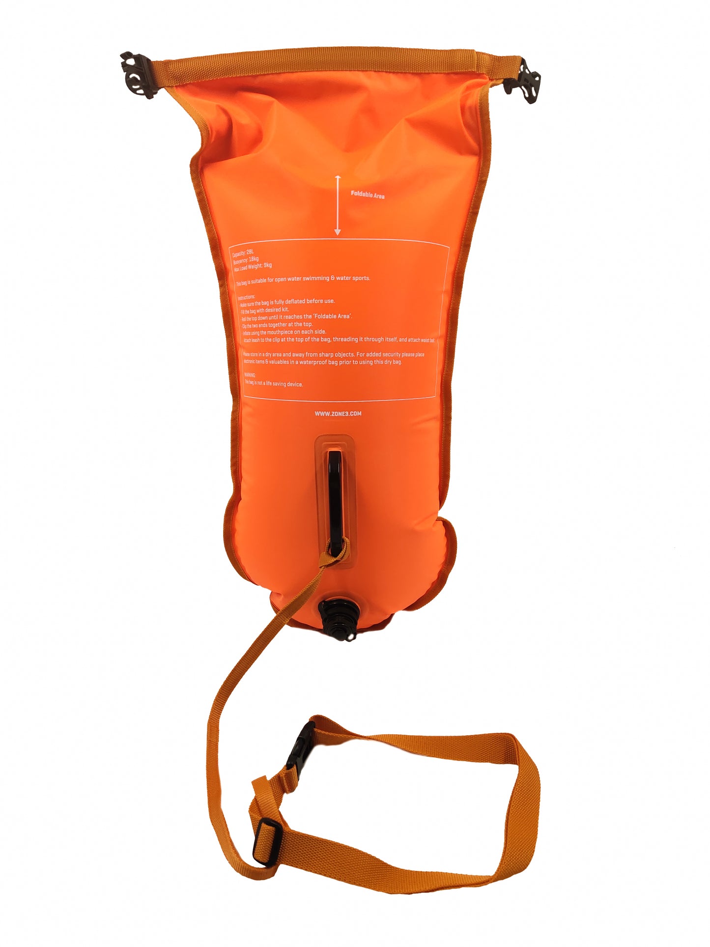 Zone3 2 LED Light Dry Bag Buoy (28L) - Orange