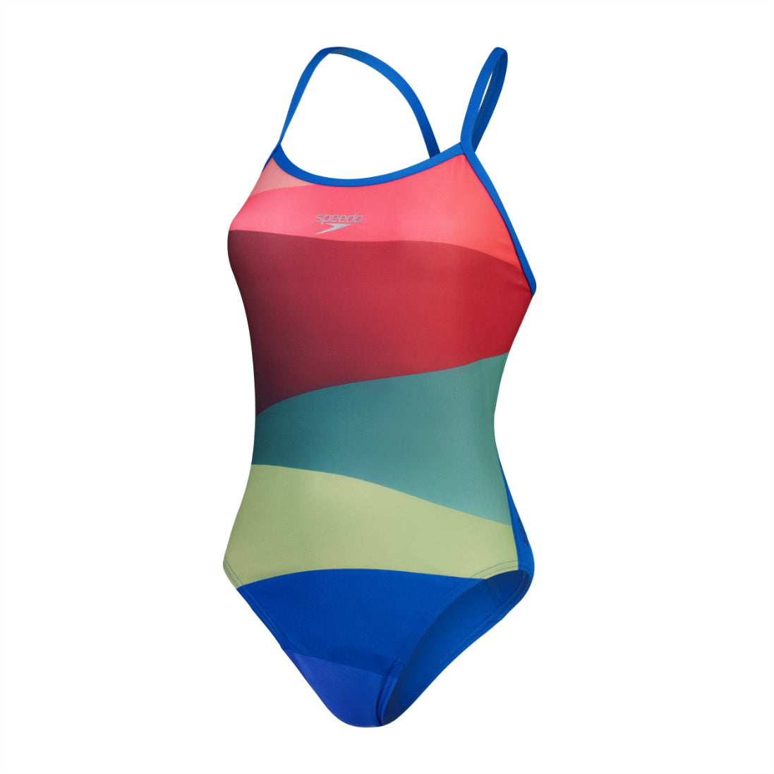 Speedo Placement Turnback Swimsuit - Red/Green