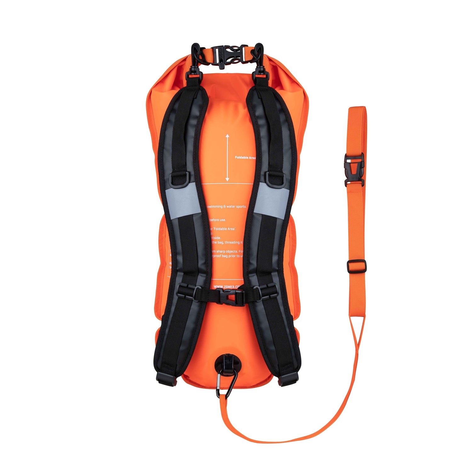 Zone3 Recycled 2 LED Light Backpack Swim Safety Buoy/Dry Bag (28L) - Hi-Vis Orange