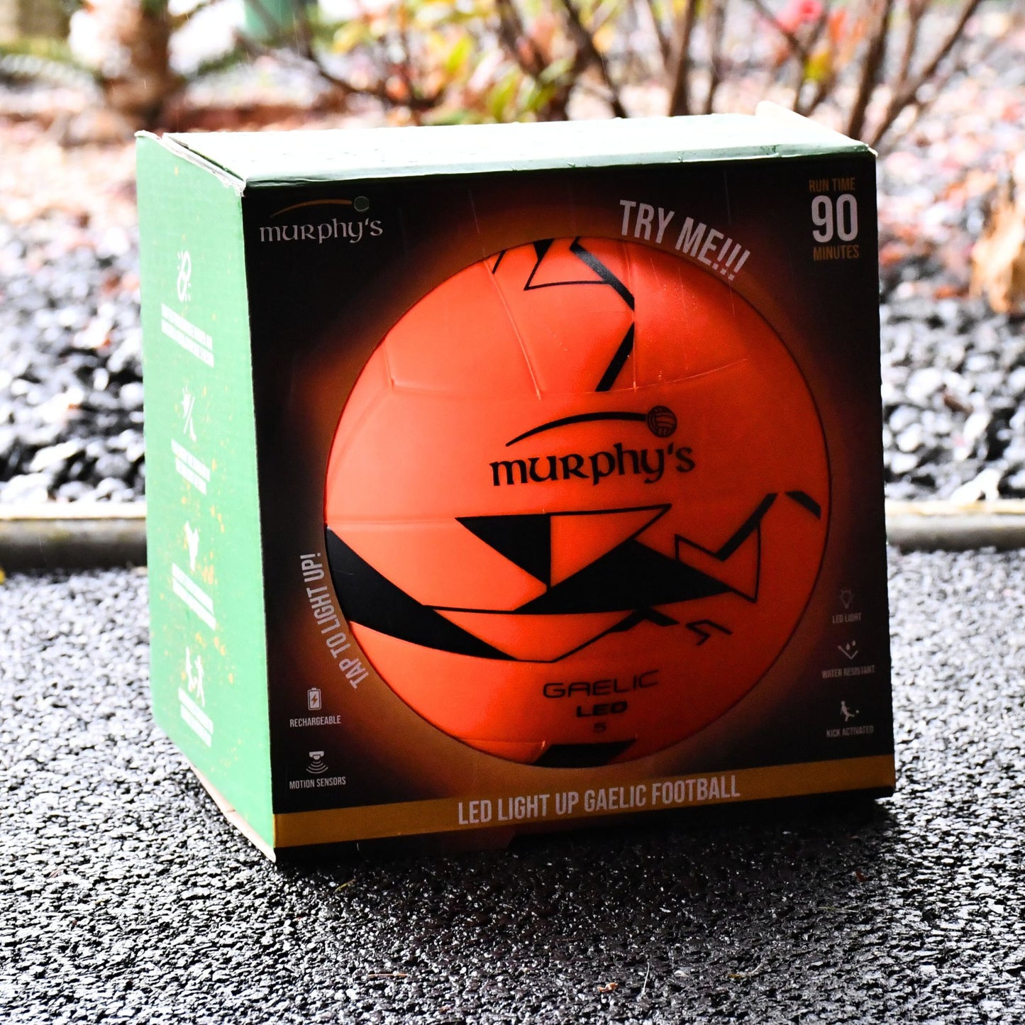 Murphy's LED Light up Gaelic Football - Fluo Orange/Black - Ball Size 5