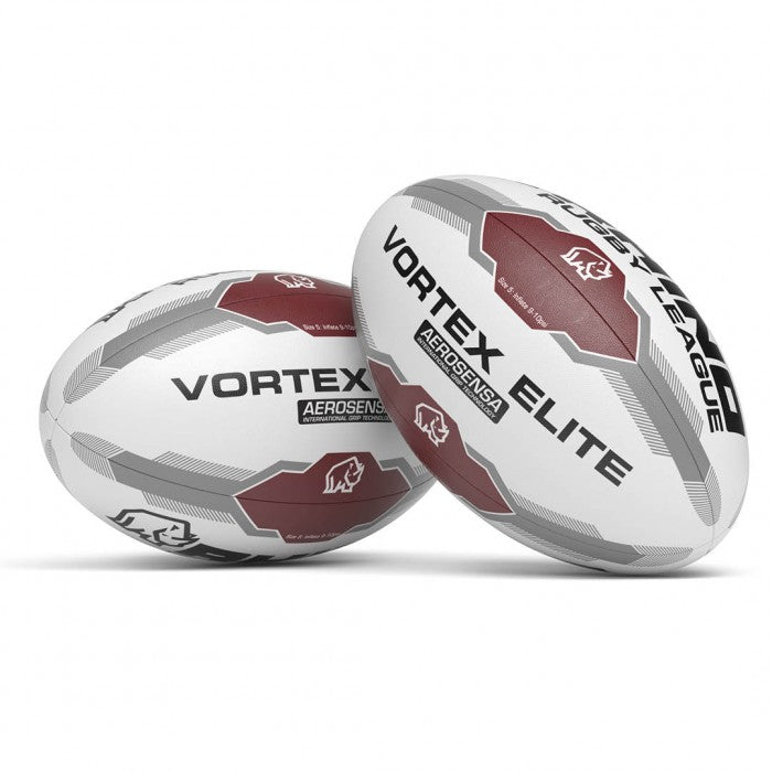 Rhino Vortex Elite XIII Rugby League Ball - White Size 5