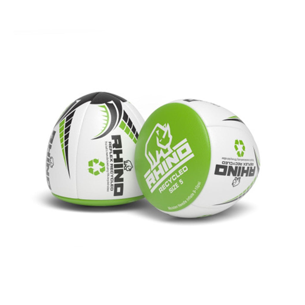 Rhino Reflex Recycled Training Ball - Size 5 - White/Green