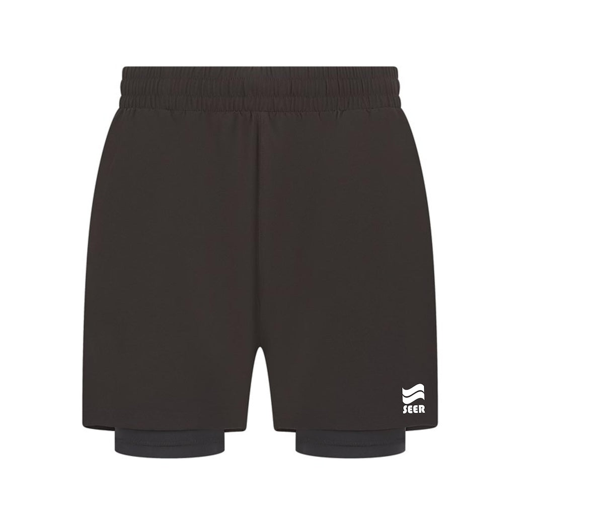 Seer 2 in 1 Sports Shorts - Black/White
