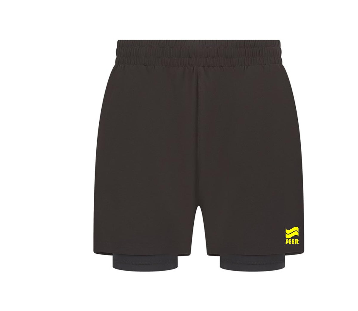 Seer 2 in 1 Sports Shorts - Black/Yellow
