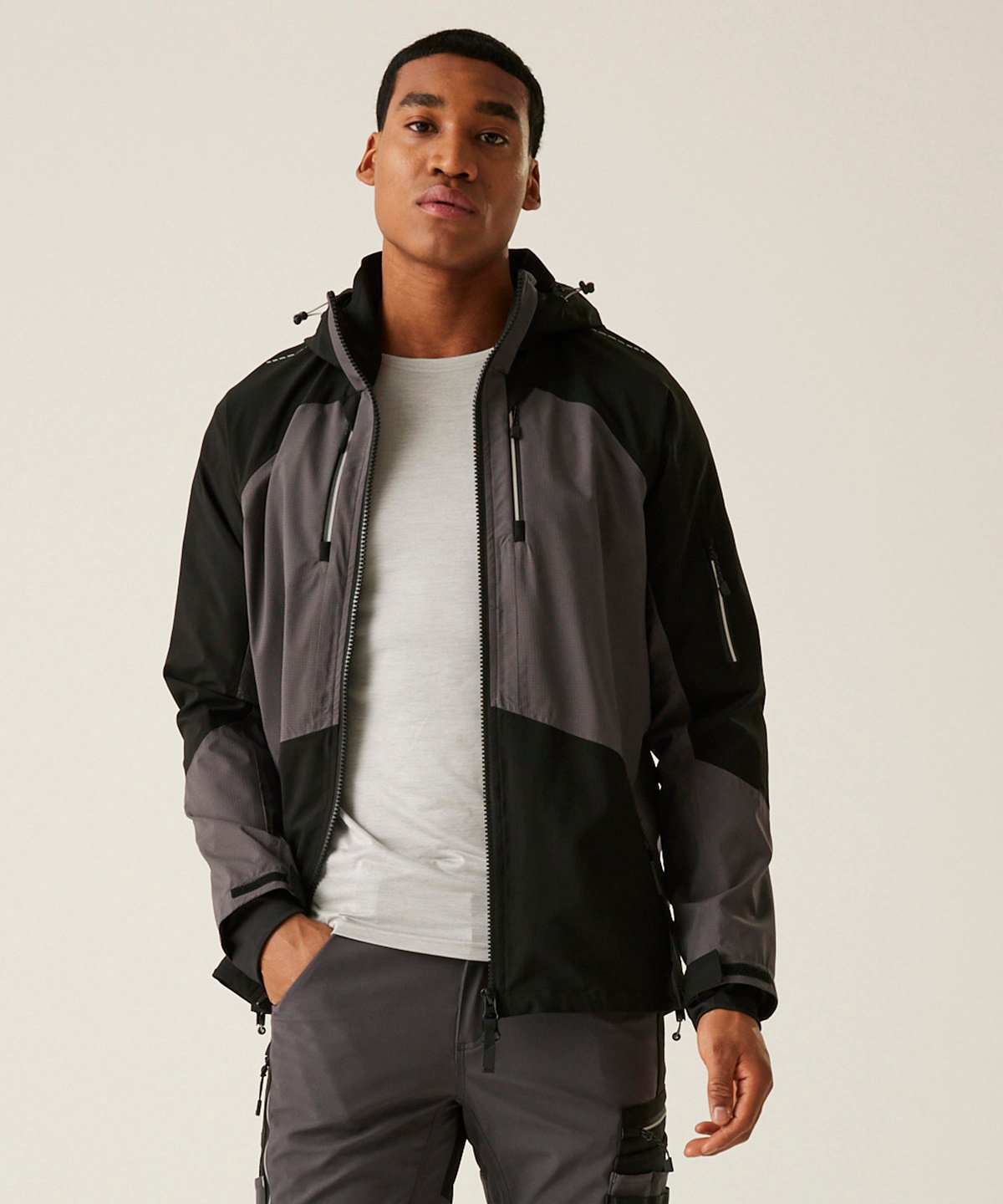 Regatta Professional RG633 4-Tex stretch waterproof shell jacket - Slate Grey/Black