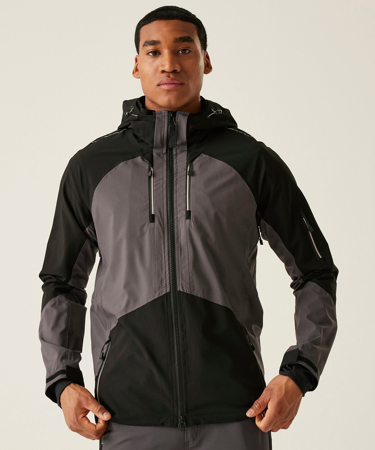 Regatta Professional RG633 4-Tex stretch waterproof shell jacket - Slate Grey/Black