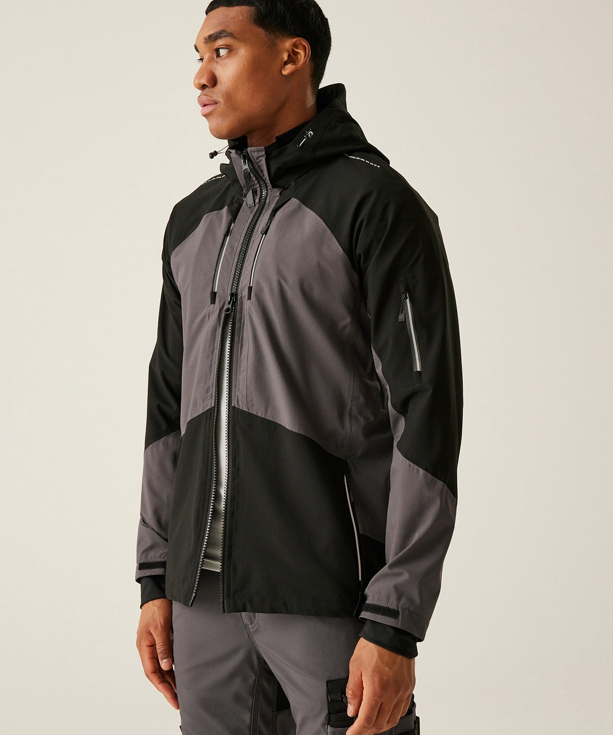 Regatta Professional RG633 4-Tex stretch waterproof shell jacket - Slate Grey/Black