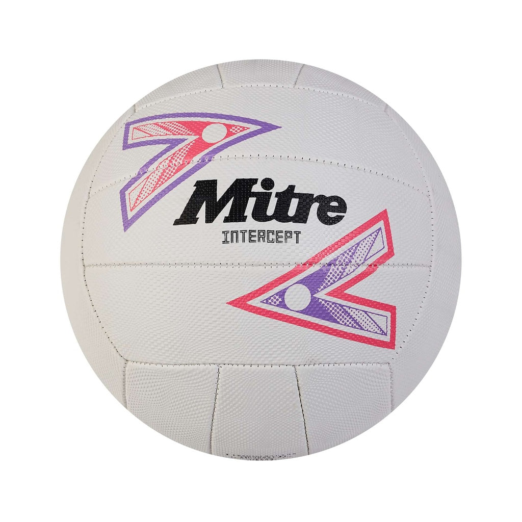 Mitre Intercept Netball - White/Purple/Pink