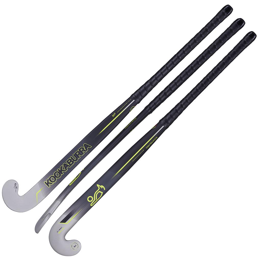 Kookaburra Phyton L-Bow Hockey Stick - Black/Grey/Lime