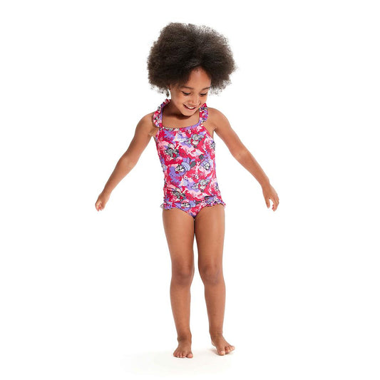 Speedo LTS Printed Frill Thinstrap Infants Swimsuit - Pink/Purple
