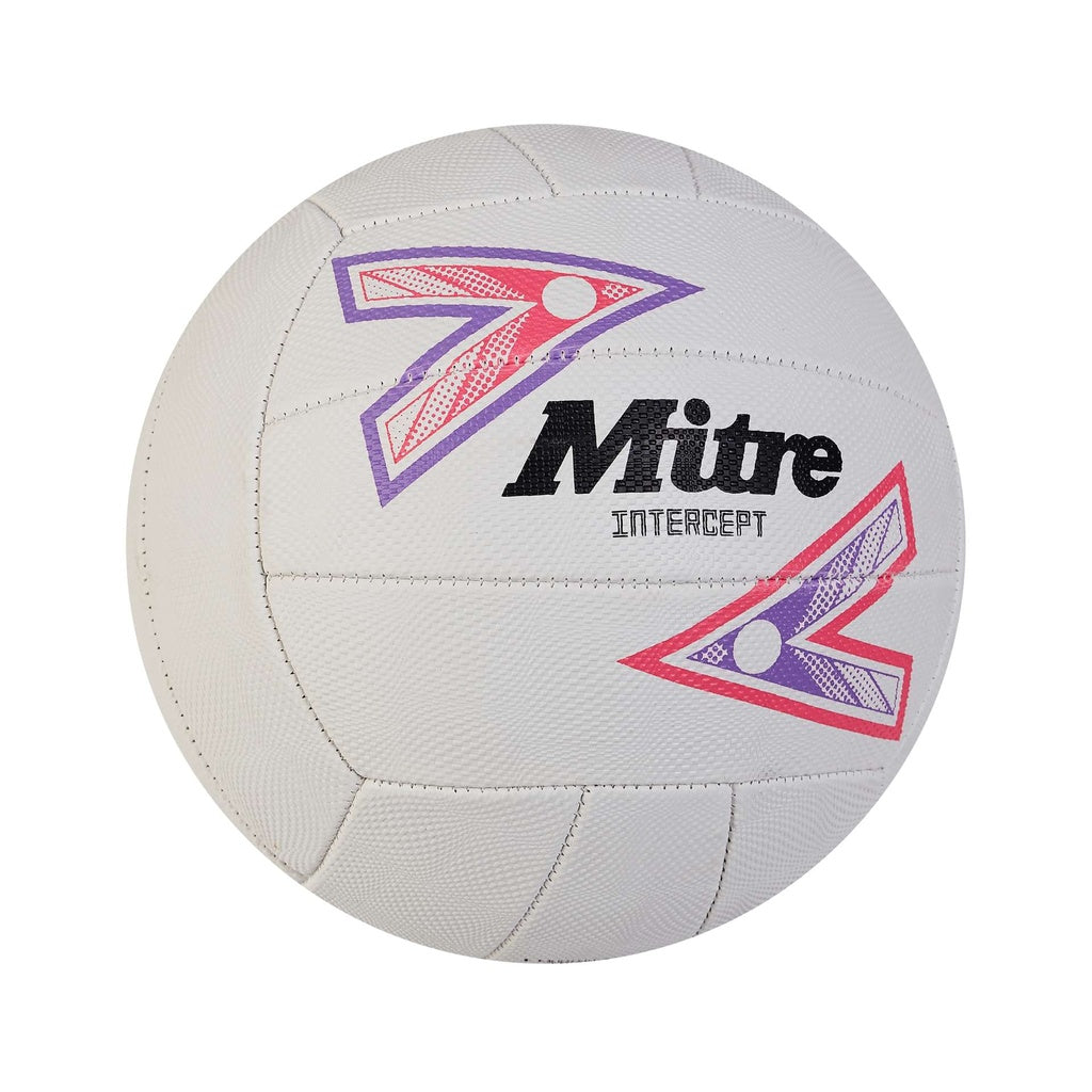 Mitre Intercept Netball - White/Purple/Pink