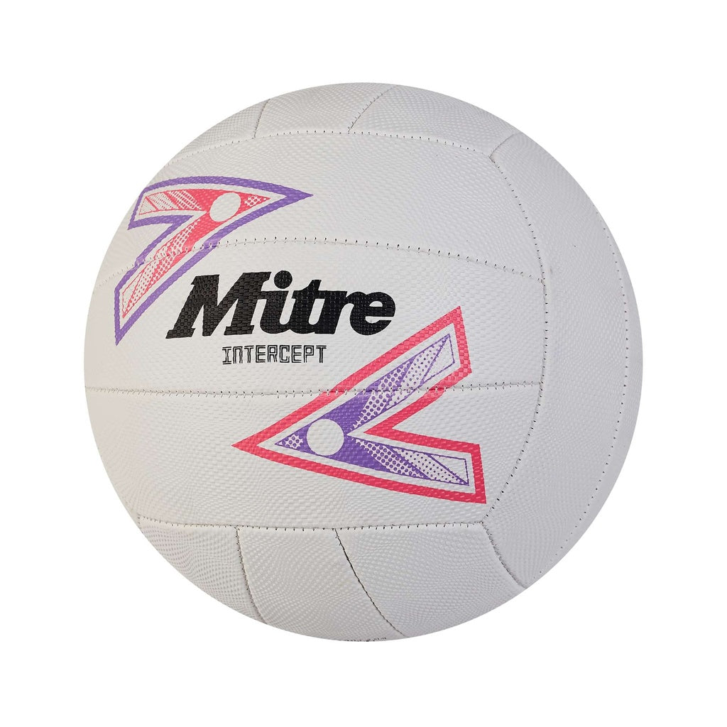 Mitre Intercept Netball - White/Purple/Pink